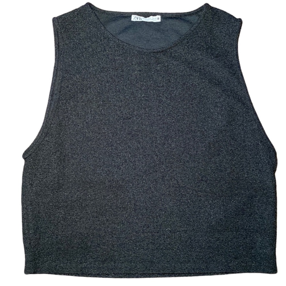 ZARA | black long cropped top with no sleeves